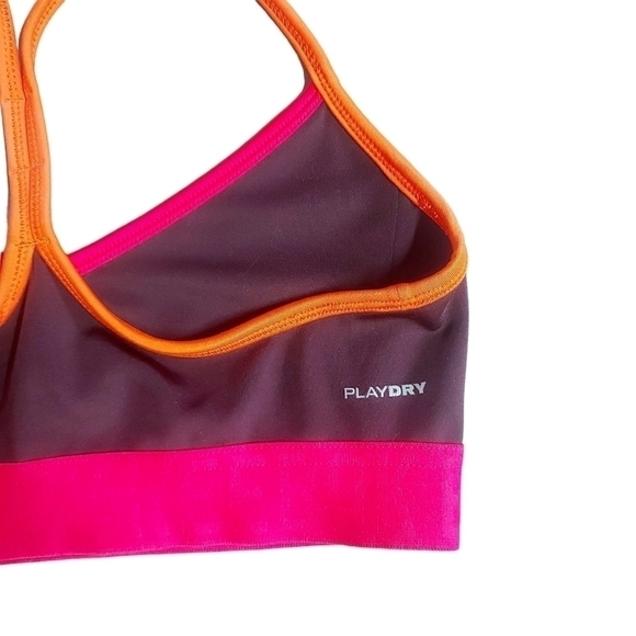 𝅺reebok Plum Orange Hot Pink Colorblock Sports Bra Size Small - Picture 3 of 4